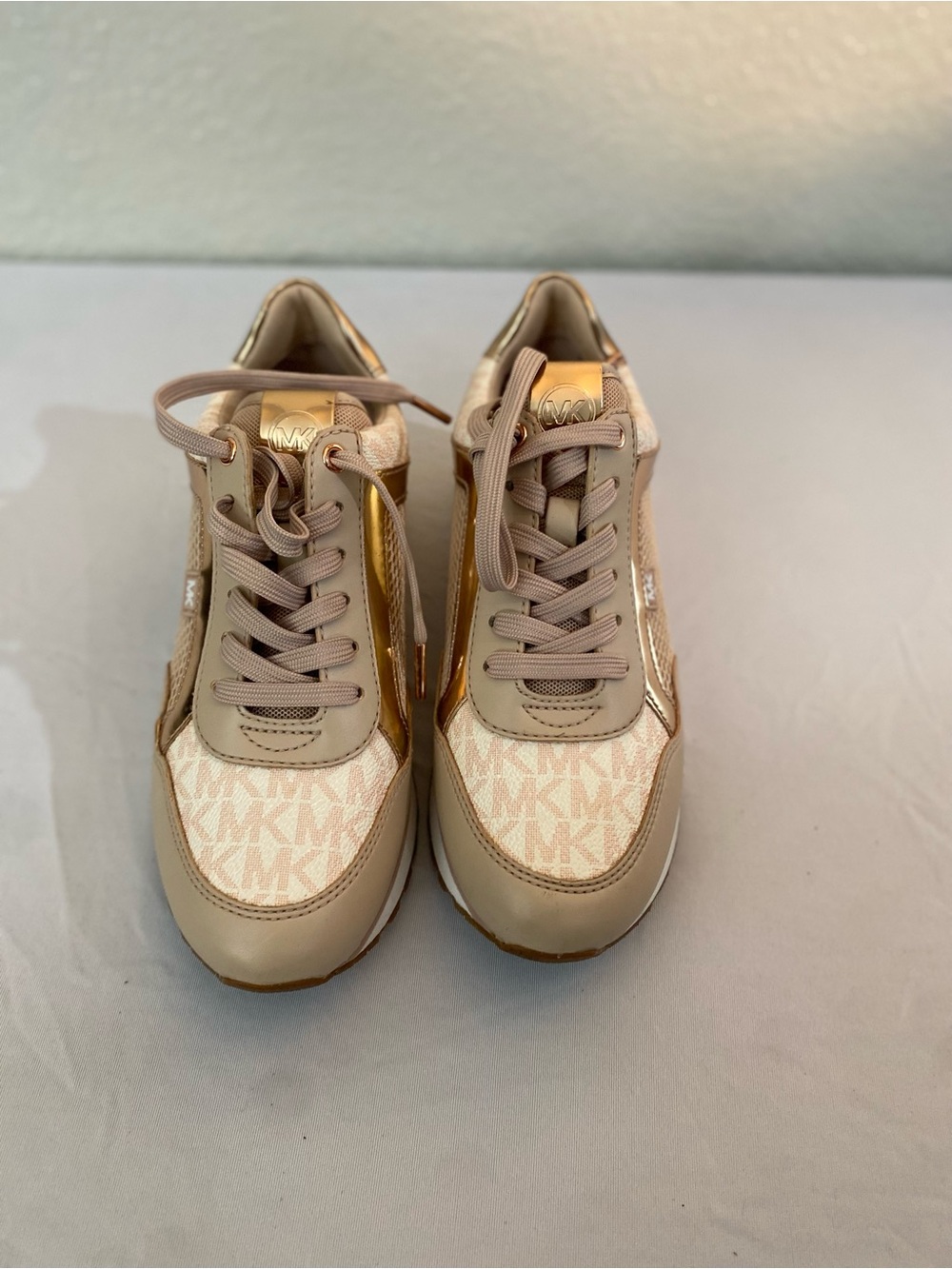 Michael Kors Beige Tan Logo Accent Women's Sneakers